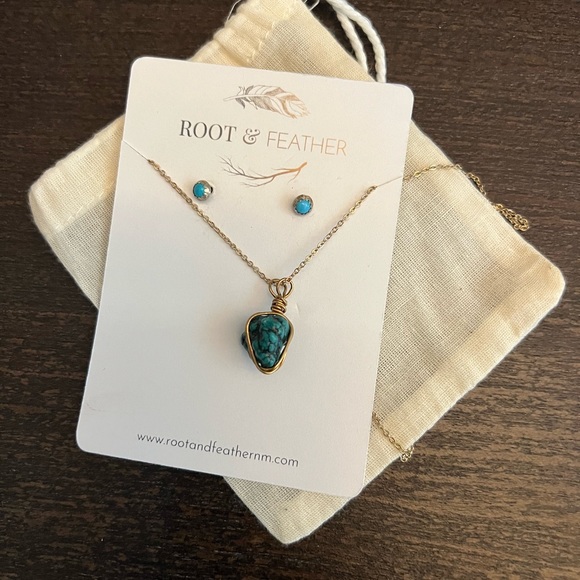 Root & Feather Jewelry - Root & Feather turquoise earrings stud & necklace